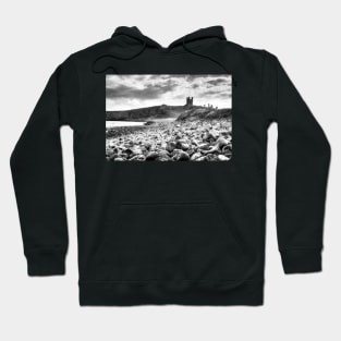 Dunstanburgh Castle Northumberland Black And White Hoodie